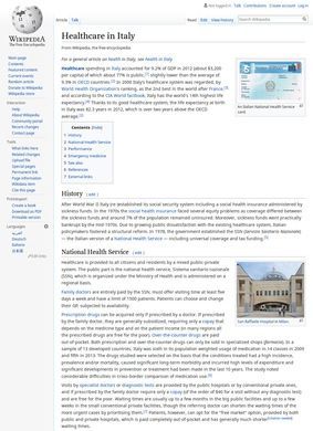 Wikipedia: Hospitals and Healthcare in Italy