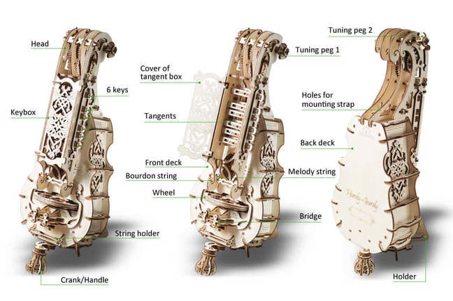 UGears Mechanical Models 3-D Wooden Puzzle - Hurdy-gurdy