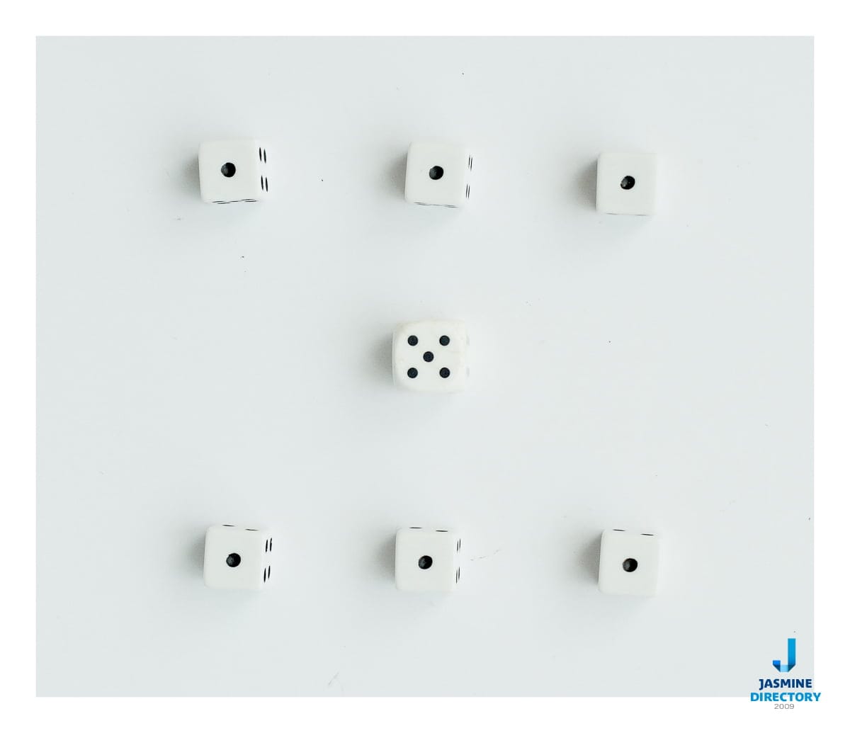 White dices on white background