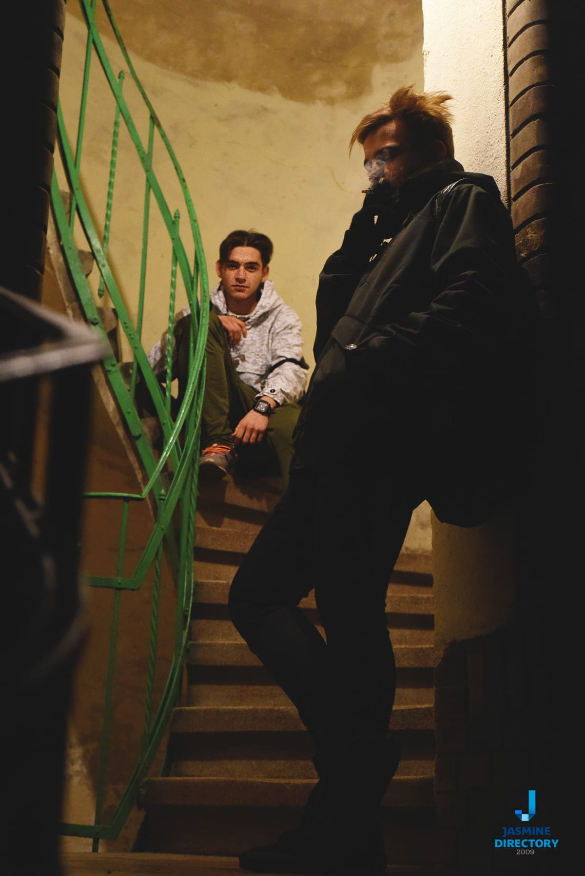 Two young man on stair