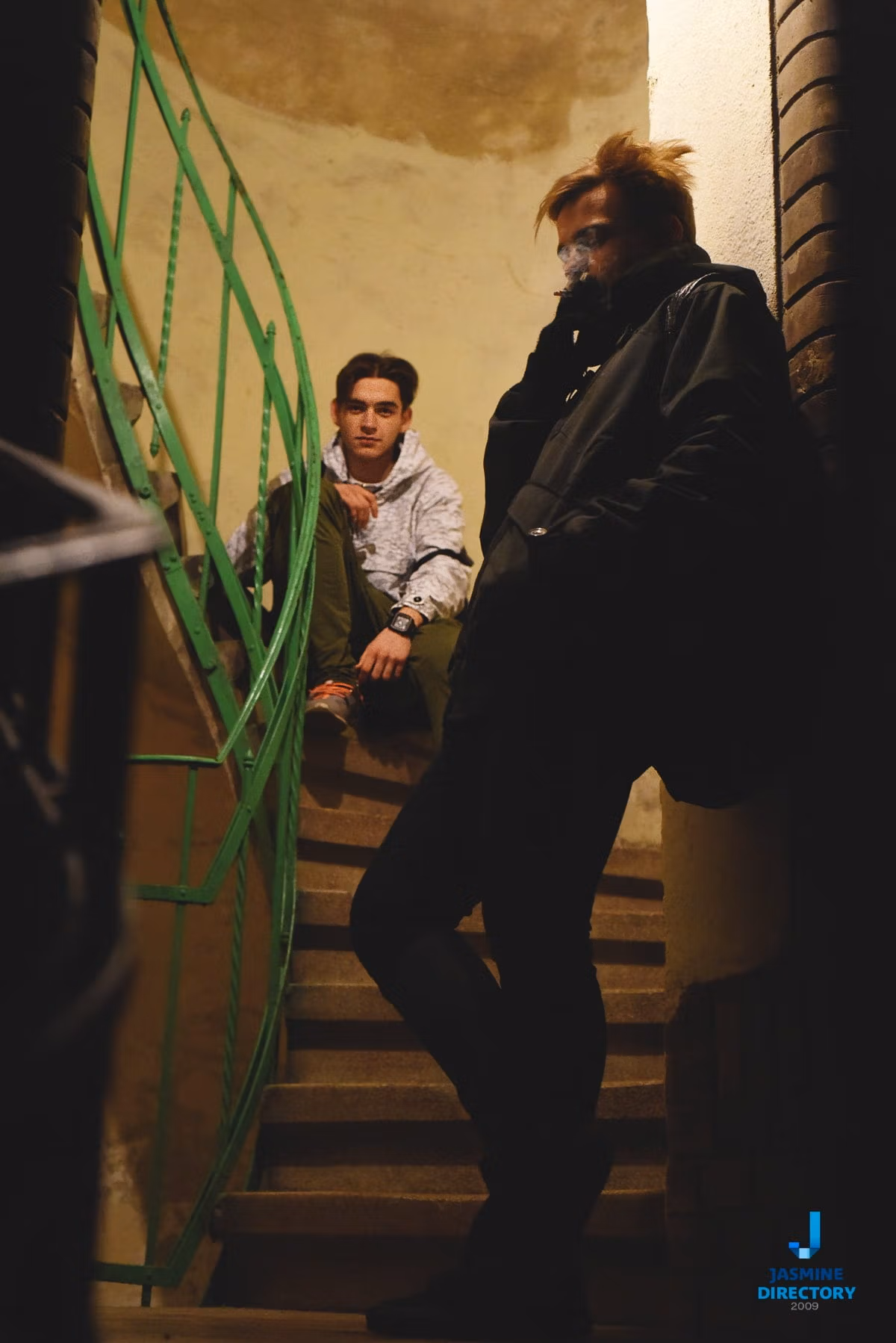 Two young man on stair