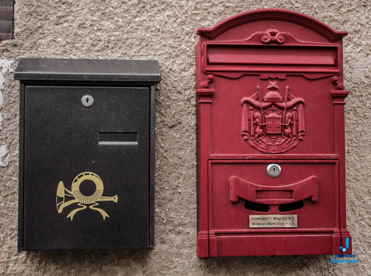A red and a black Post office boxes