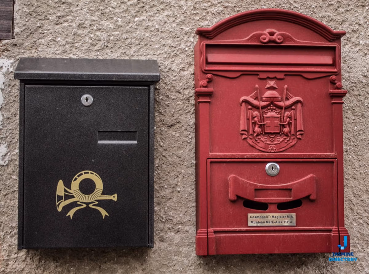 A red and a black Post office boxes
