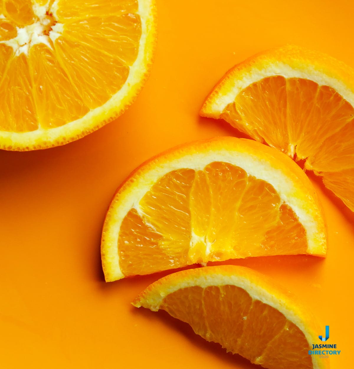 Slices of Orange on an orange background