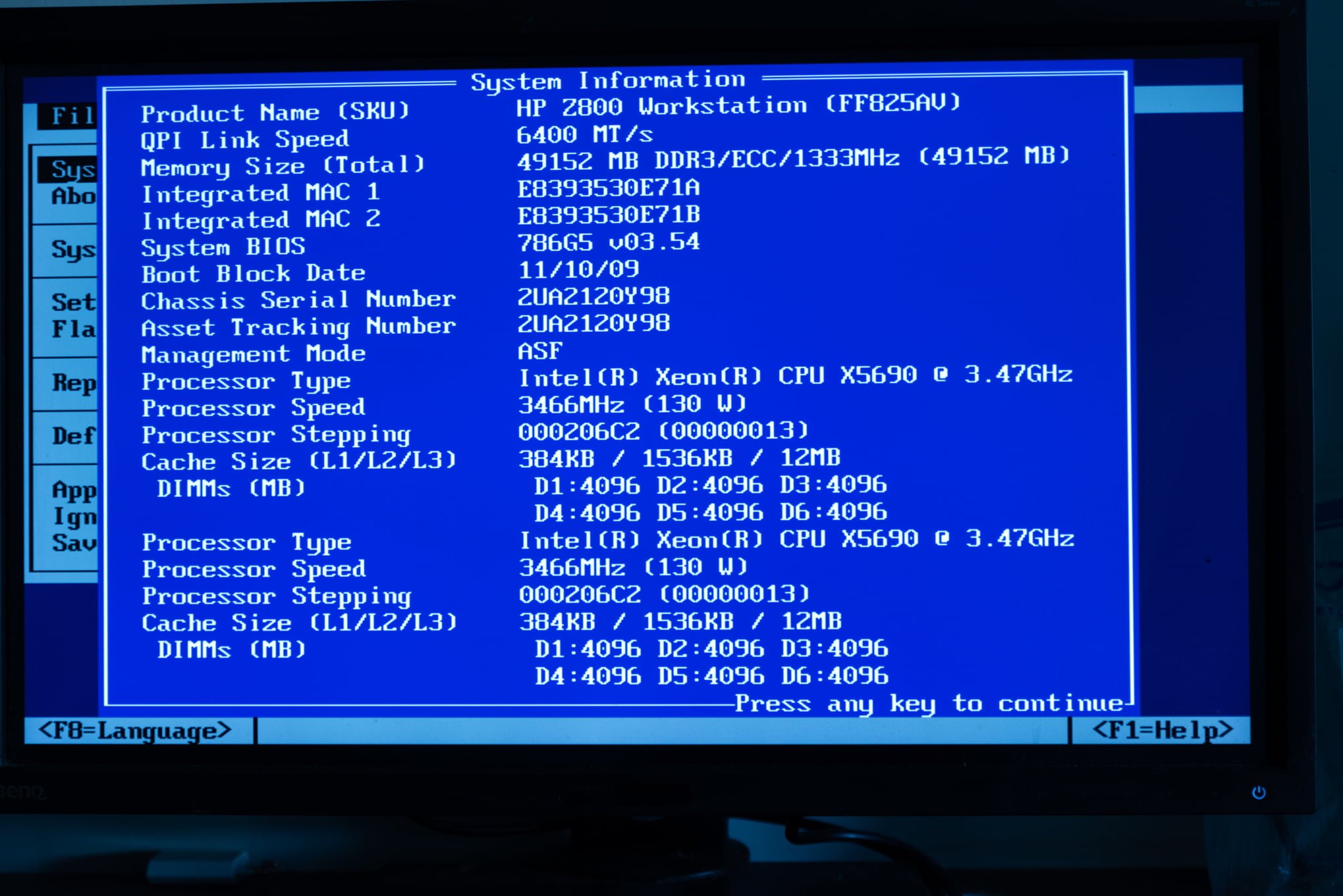 HP Z800 BIOS 03.54