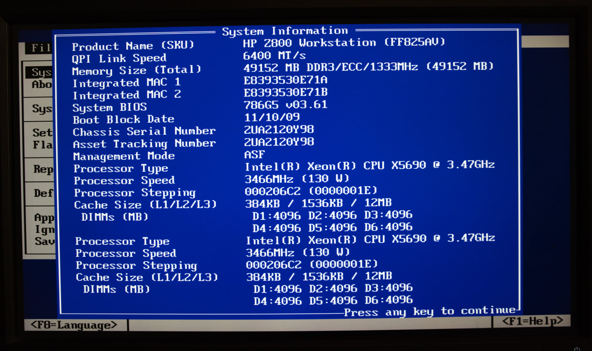 HP Z800 BIOS 03.61