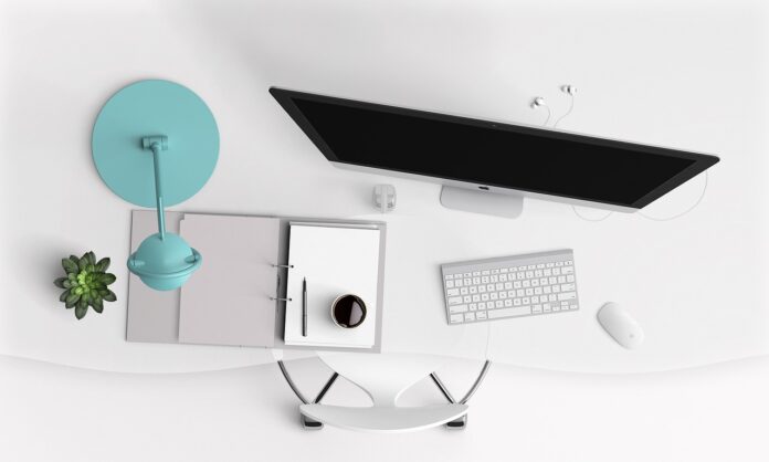 desk, computer, modern