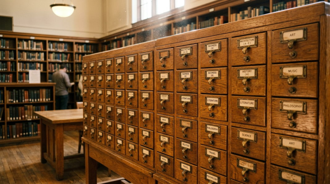 antique-library-card-catalog-cabinet Antique library card catalog cabinet