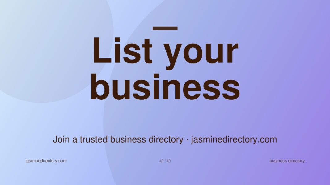 Business directory promotional graphic illustrating listing services and pricing options for 2026 Digital advertisement banner with 'List your business' text on blue-to-purple gradient background, representing directory listing services discussed in pricing comparison article.