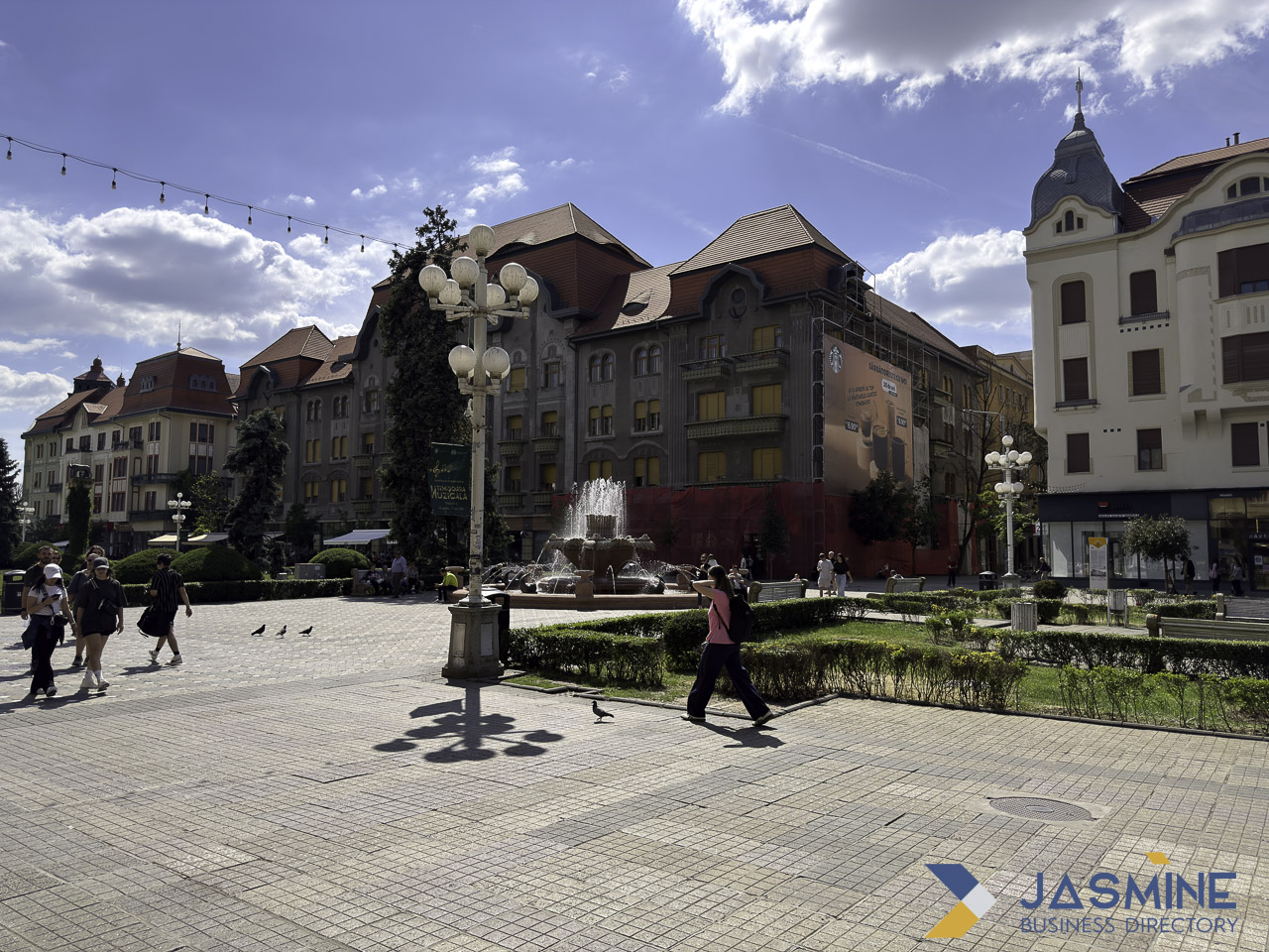 European-style town square with fountain