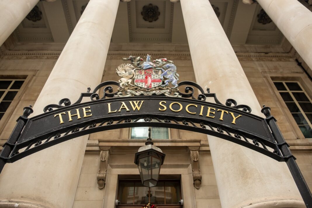 Historic law society entrance symbolizes professional legal infrastructure discussed in North Carolina directory overview Ornate entrance to The Law Society with classical columns and heraldic signage, representing institutional legal infrastructure featured in the North Carolina law firm directory article.