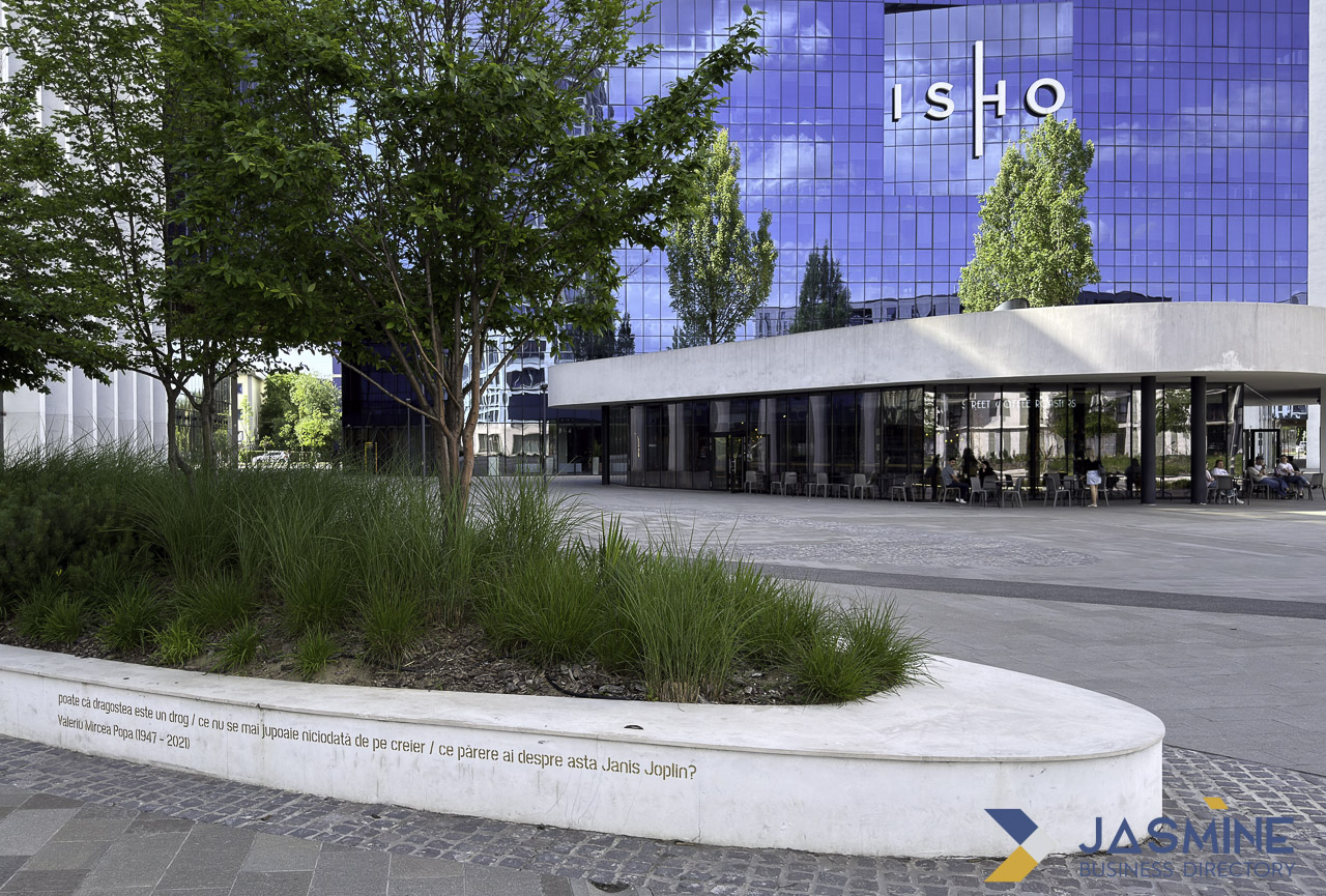 Modern urban plaza with contemporary office building