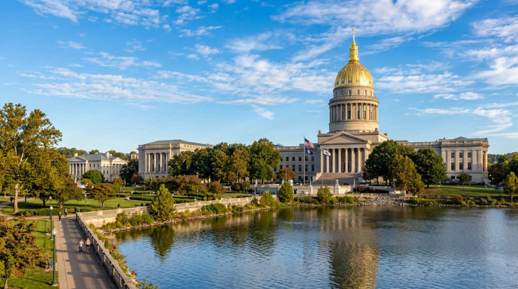 neoclassical-capitol-building-golden-dome-waterfront-government-complex Neoclassical capitol building with golden dome beside a river, representing governmental authority and legal infrastructure for South Carolina law firm directories.