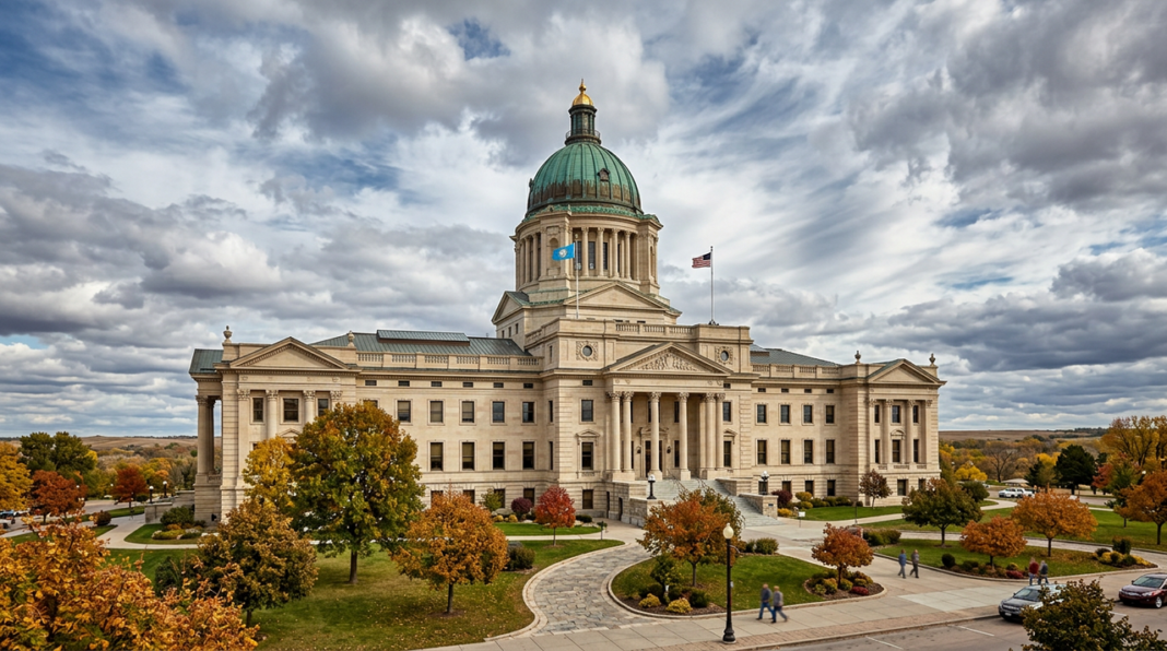 neoclassical-capitol-building-green-dome-autumn-cloudy-sky-howto Neoclassical state capitol building with green copper dome surrounded by autumn trees, representing governmental authority for law firm directory inclusion.
