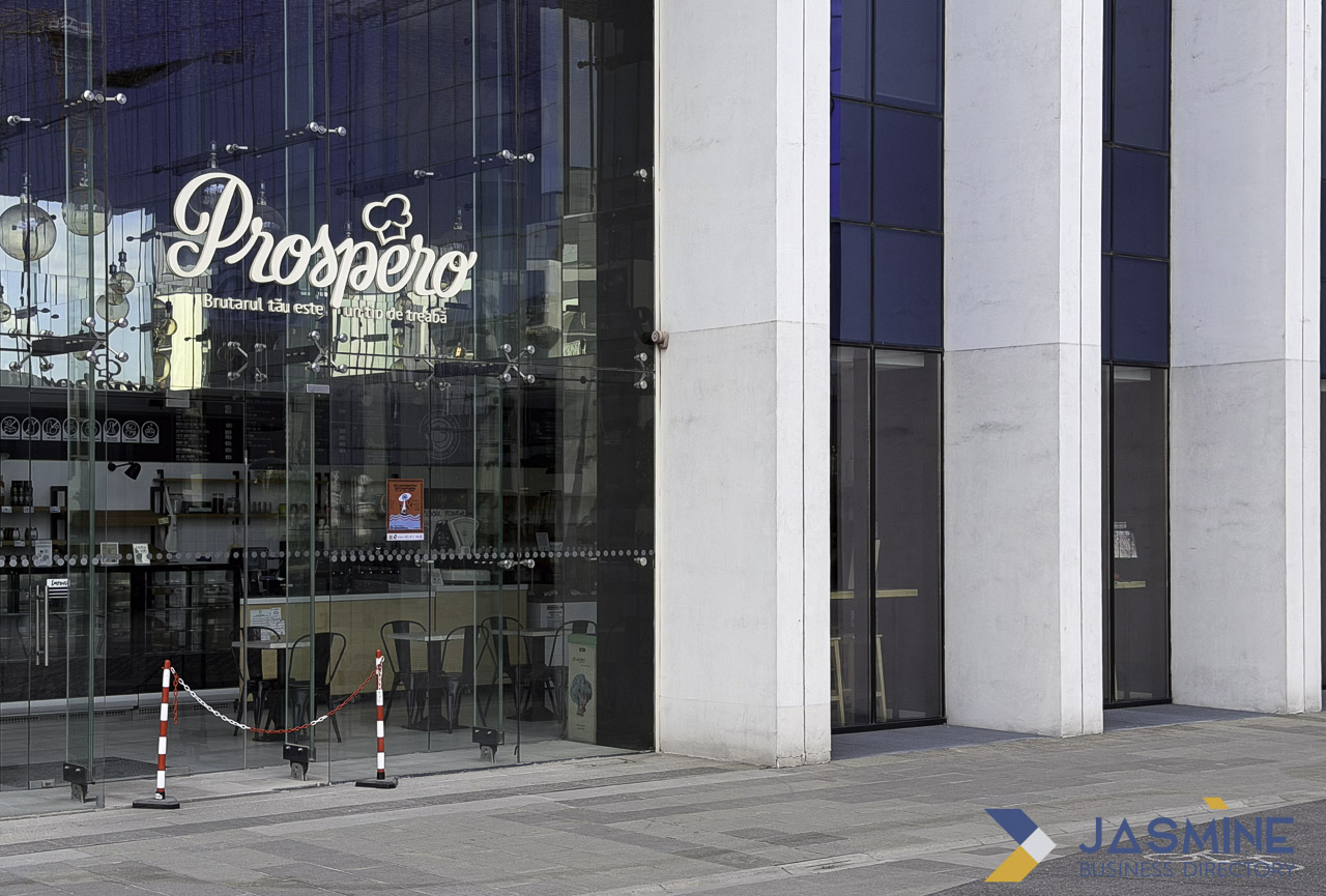 Prospero storefront with modern glass facade