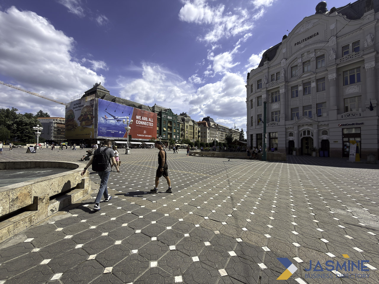 Urban public square and surrounding historic architecture