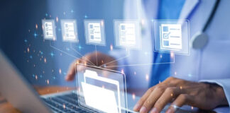 Make Your Website Easier to Crawl Person typing on laptop with holographic folder and checklist icons connected by glowing lines, representing systematic organization for website crawl optimization.