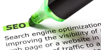 Green highlighter marker emphasizing SEO text on a printed page, representing the fundamental knowledge needed for building local search visibility and business citations.