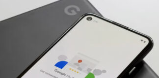 Smartphone displaying Google My Business setup screen with colorful star icons and map pin, illustrating the local service advertising interface discussed in the guide.