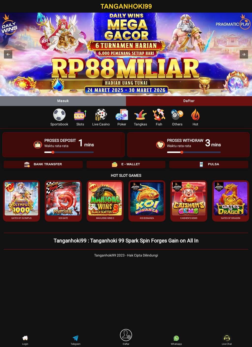 Tanganhoki99 -  Spark Spin Forges Gain on All IN
