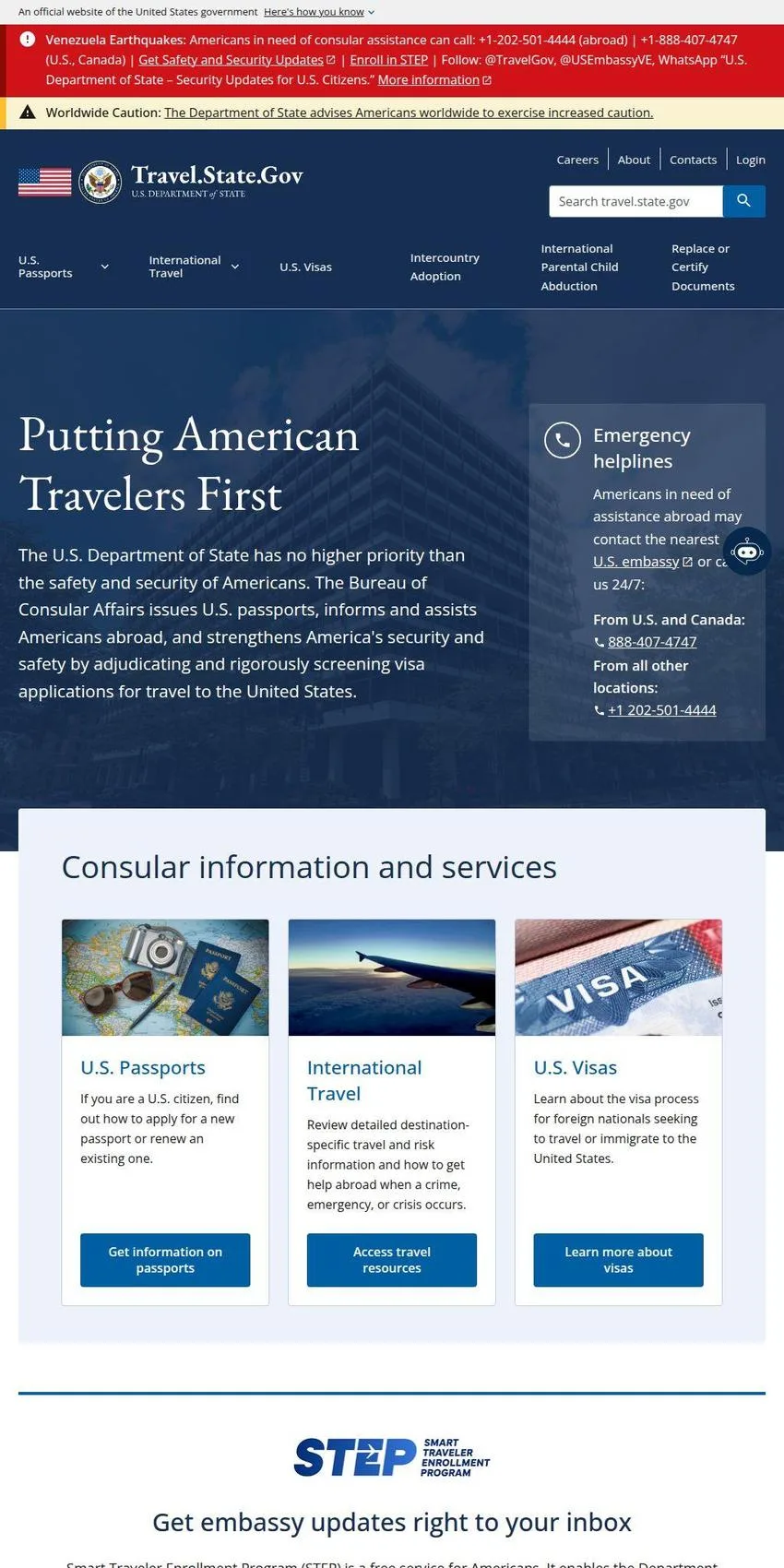 U.S. Department of State, Bureau of Consular Affairs (Travel)