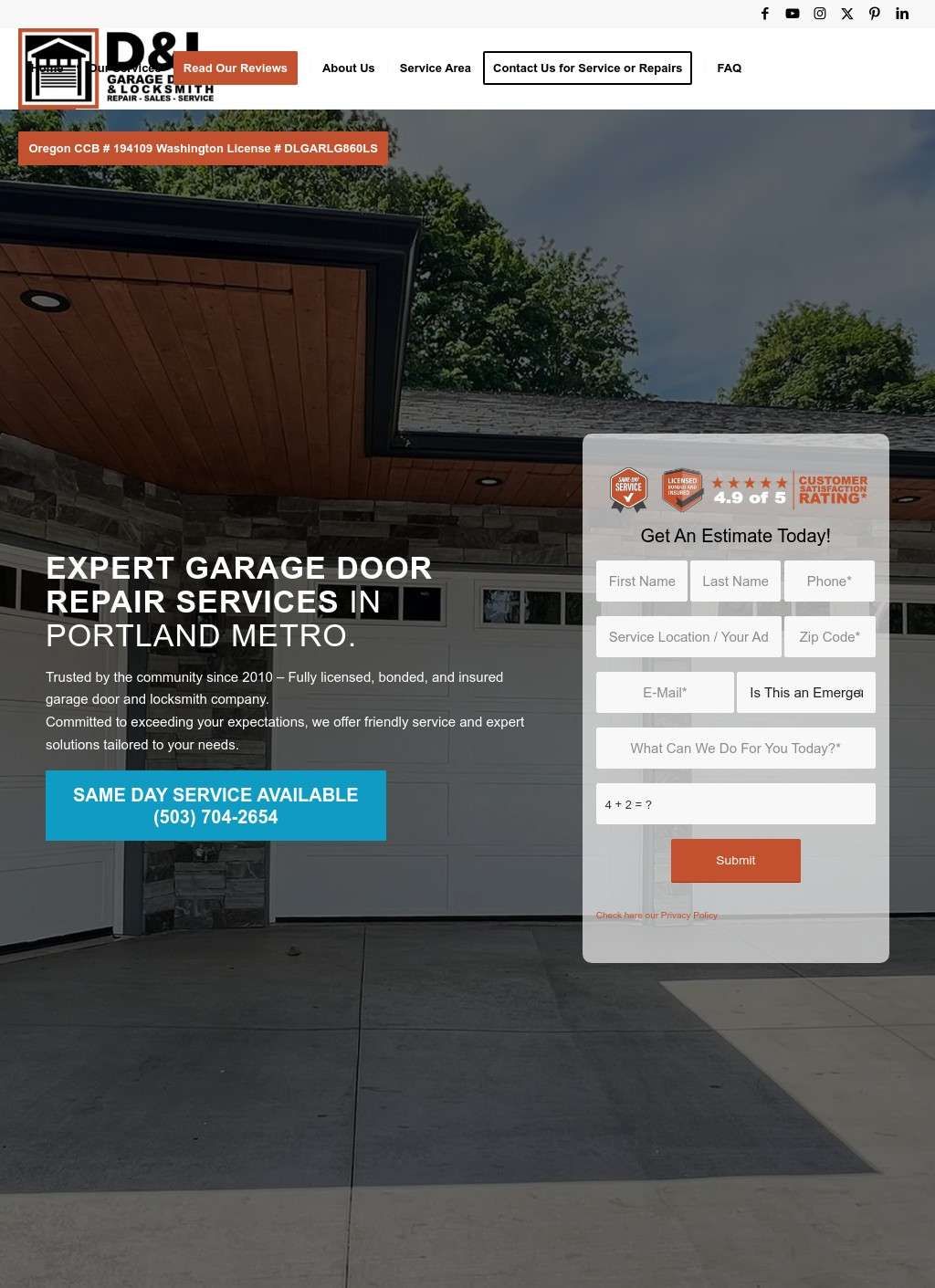 D&L Garage Doors & Locksmith - Repair, Service and Installation
