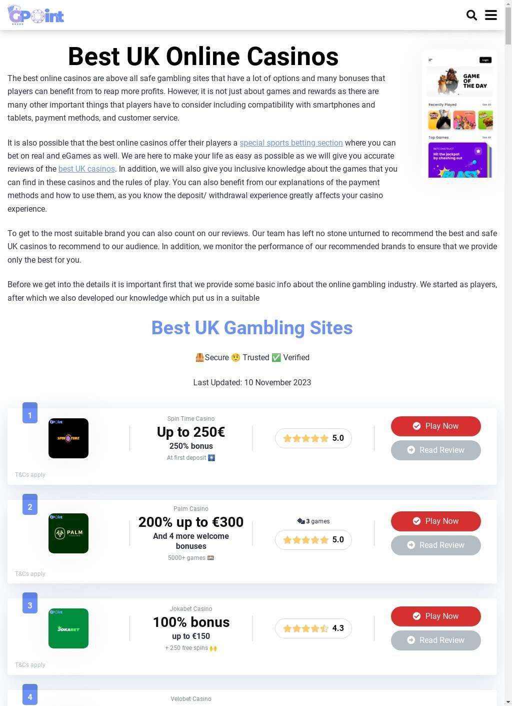 Best UK Casino Reviews and Listing