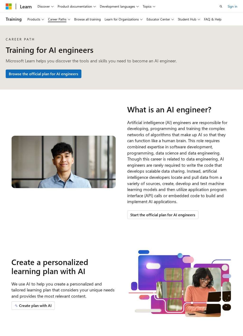 Microsoft Learn - Training for AI Engineers