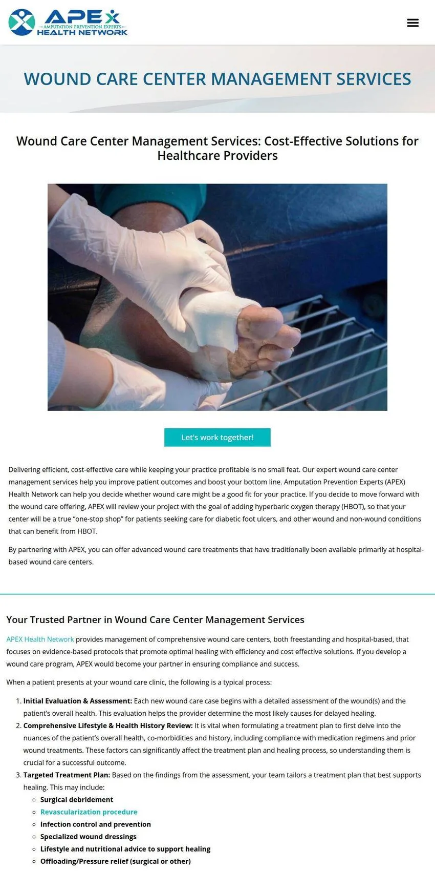 APEX Wound Care Center Management Services