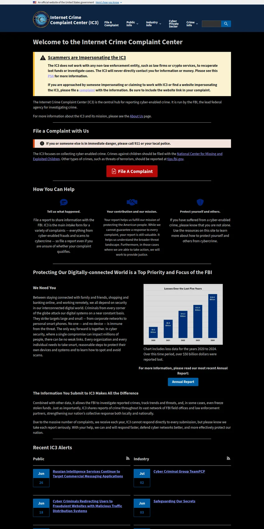 FBI Internet Crime Complaint Center (IC3)
