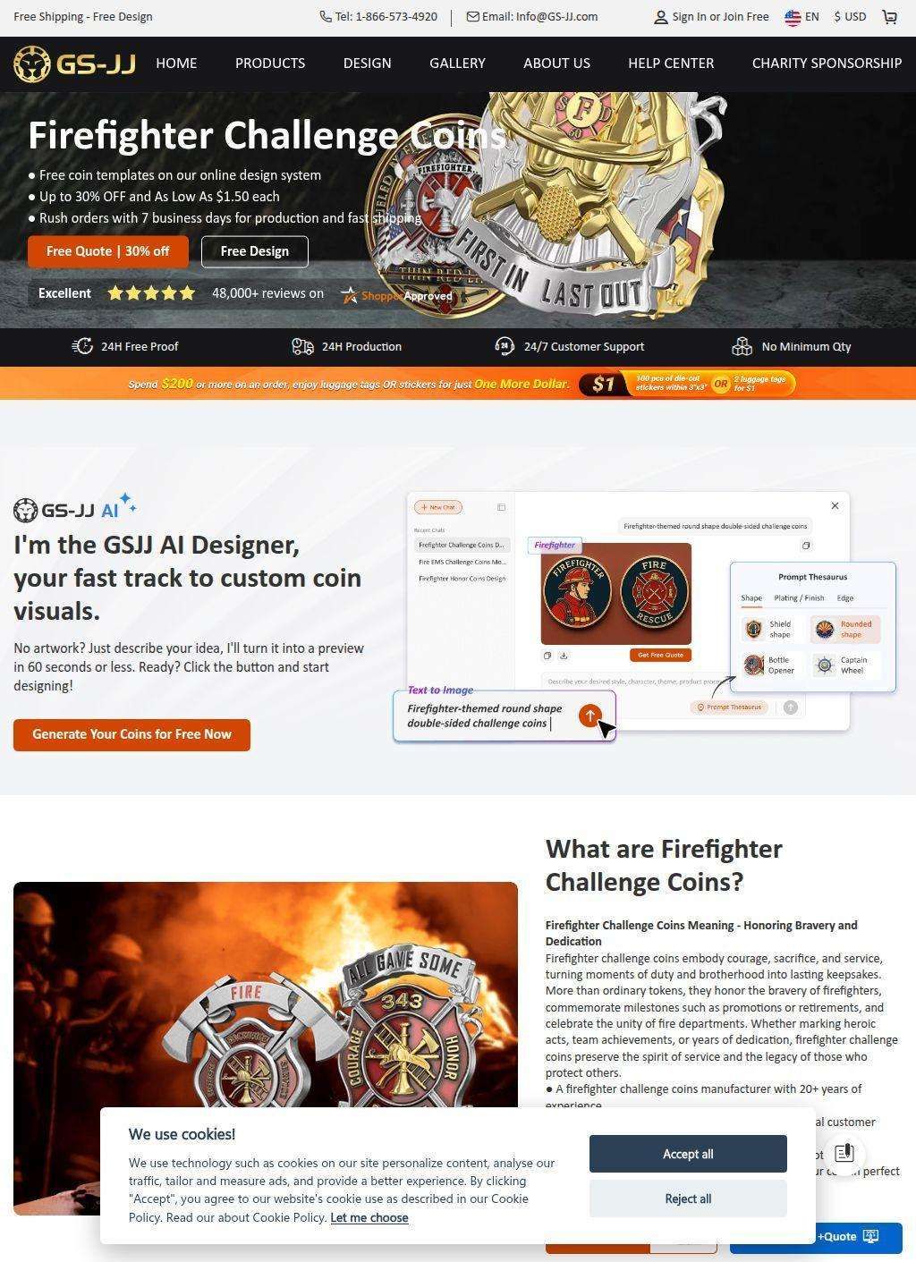 Custom Firefighter Challenge Coins