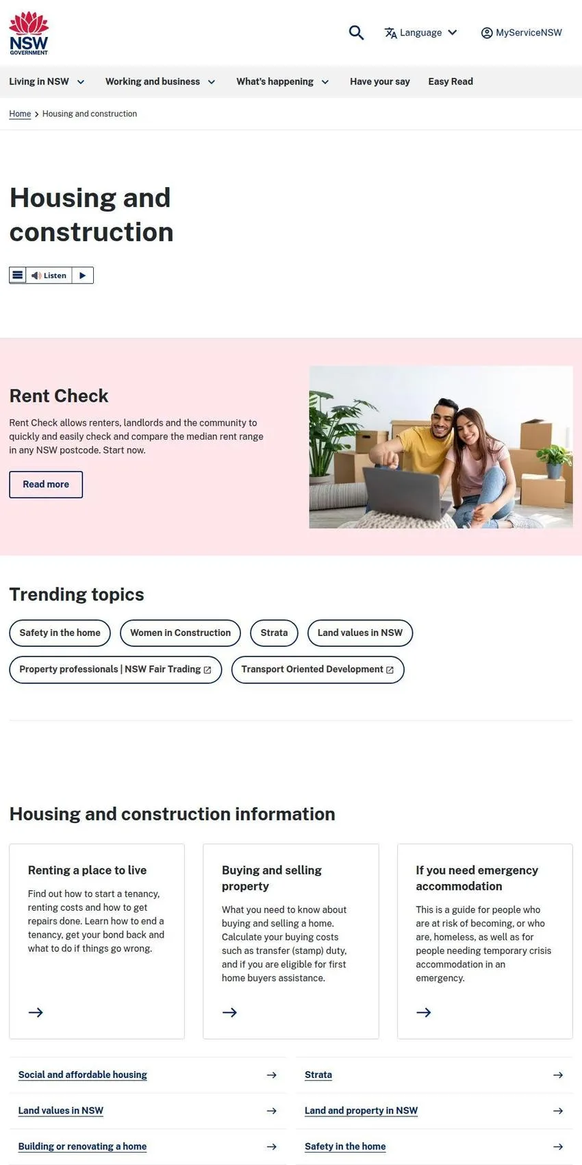 NSW Fair Trading - Housing and Property