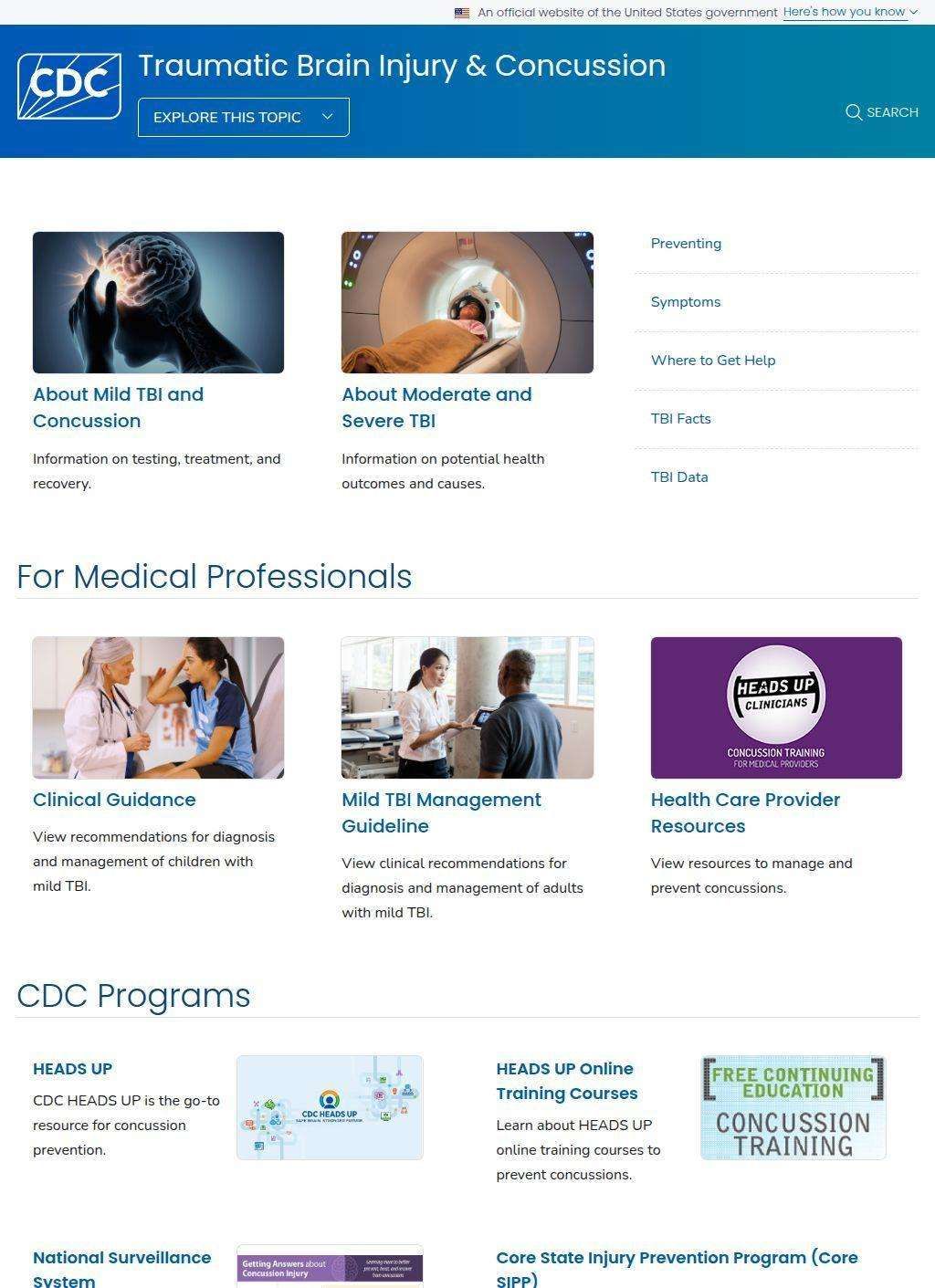 CDC Traumatic Brain Injury and Concussion