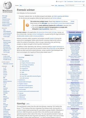 Wikipedia – Forensic Science