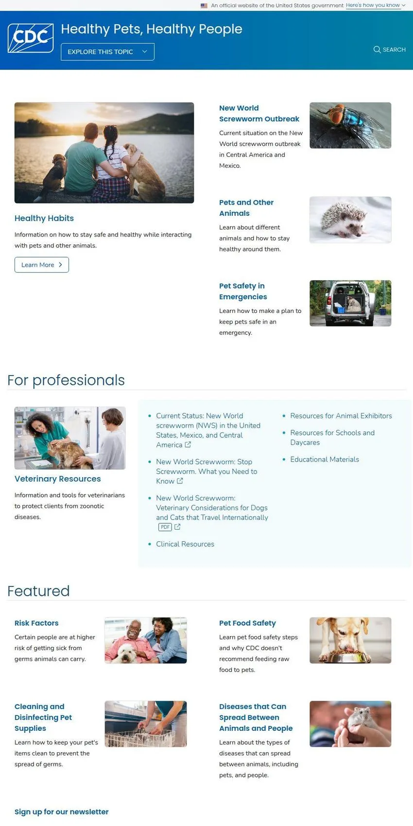 CDC Healthy Pets, Healthy People