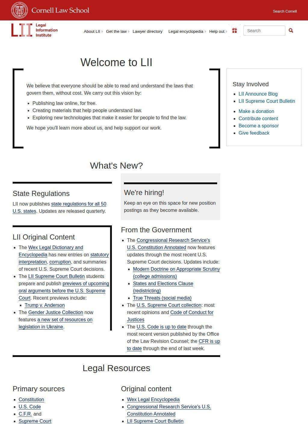 Legal Information Institute (LII), Cornell Law School
