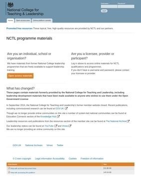 https://www.nationalcollege.org.uk/ National College for Leadership of Schools and Children's Services